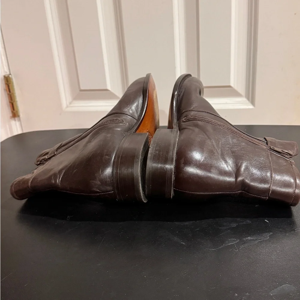 Bally Brown Leather Ankle Rudy Boots with Golden Buckle size 8.5